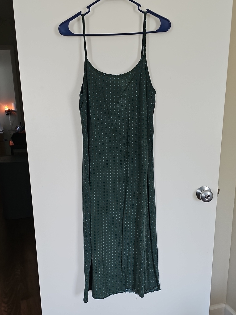 Forest Green Floral Midi Slip Dress - Women's